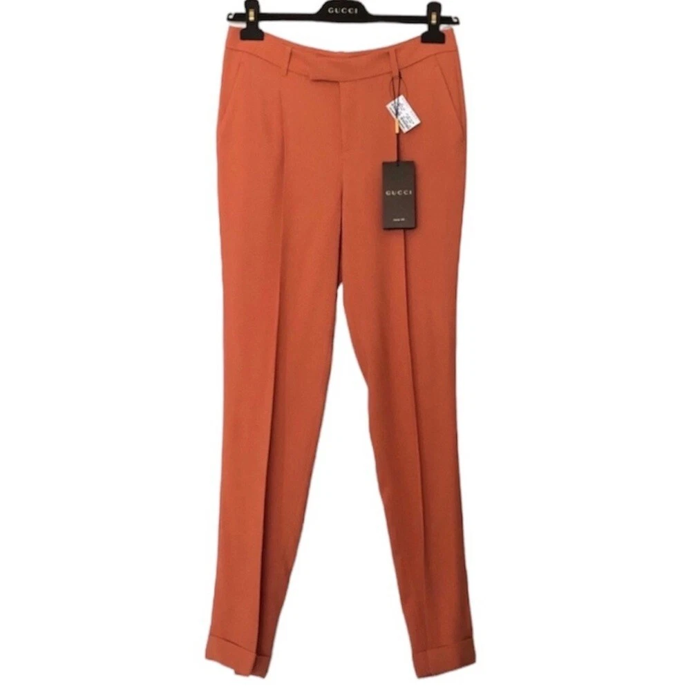 Pantalon plissé menotté Gucci orange 335900 US petit fabriqué en Italie 40 neuf avec étiquettes