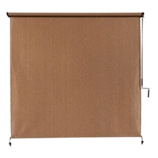 Cordless Outdoor Roller Shade 10X8 ft. Exterior Roll Up Blind Fabric Large Brown