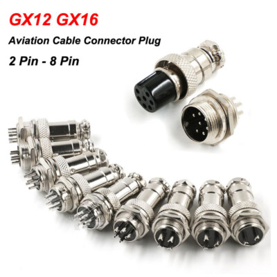 2 to 8P Aviation Cable Connector Plug GX16 GX12 Metal Male Female