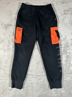 Anta Naruto Jogger Sweatpants Black Orange Cargo Pockets Sz Large (Runs small!)