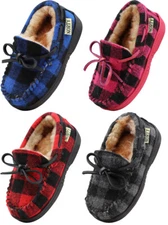 NORTY Toddler Little Kid and Big Kid Fleece Moccasin Slippers Runs 2 Sizes Small