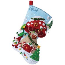 Bucilla Felt Applique 18" Stocking Making Kit, Gnome Christmas, Perfect for D...