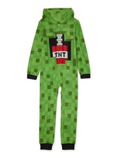 Minecraft Long Sleeve Hooded Sleeper Blanket Pajama Boy Size 6/7 8 10/12 14/16