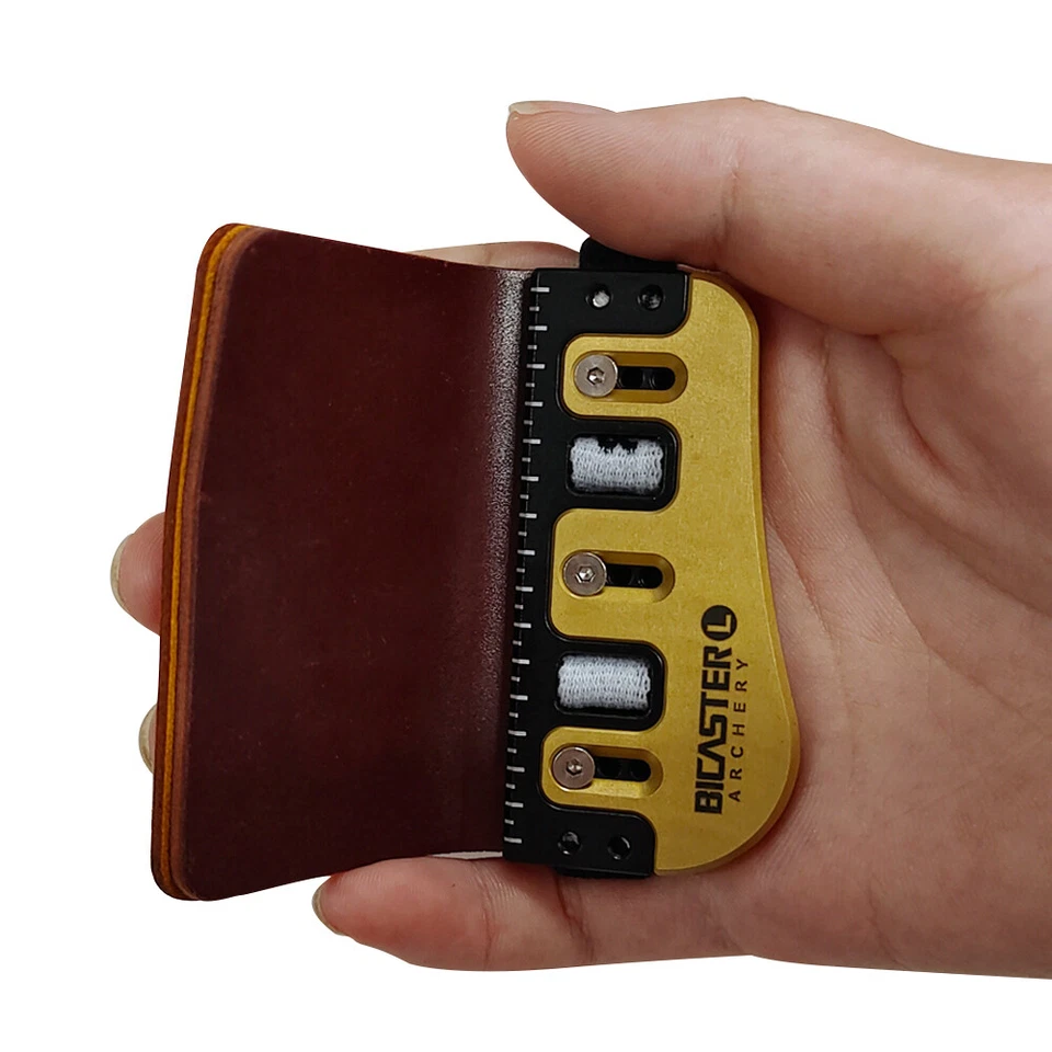 Pro Barebow Finger Tabs Guard Leather Brass Protector Gear Archery RH LH Hunting - Image 2 of 4