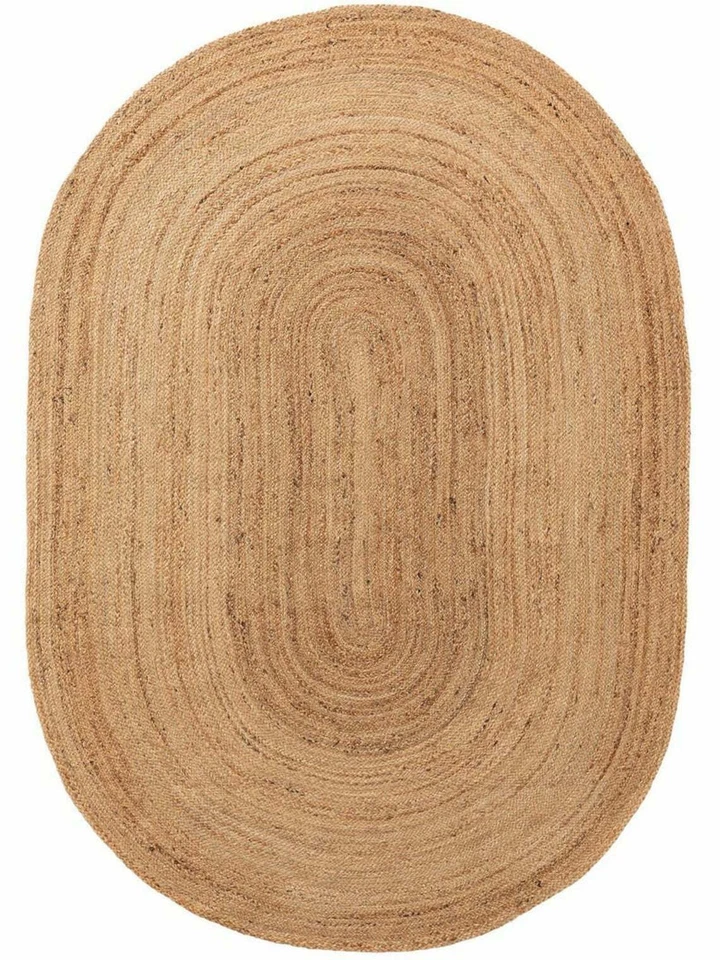 Rug Natural Jute Hand Braided Oval Shape Reversible Braided Modern Rustic Look - Image 2 of 4