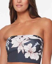 Sanctuary L51239 Womens Black Night in the Jungle Crop Bandeau Bikini Top Size S