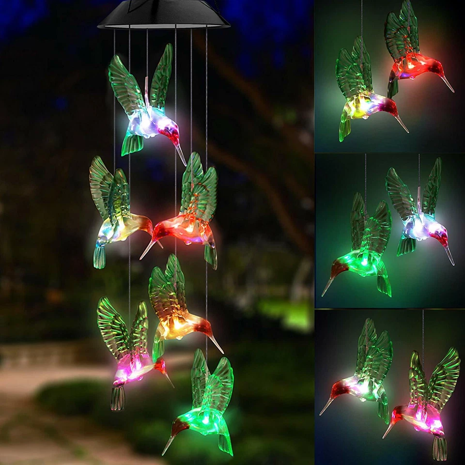 Color-Changing LED Solar Powered Mobile Wind Chime Lights Yard Garden Decor Lamp - Image 2 of 4