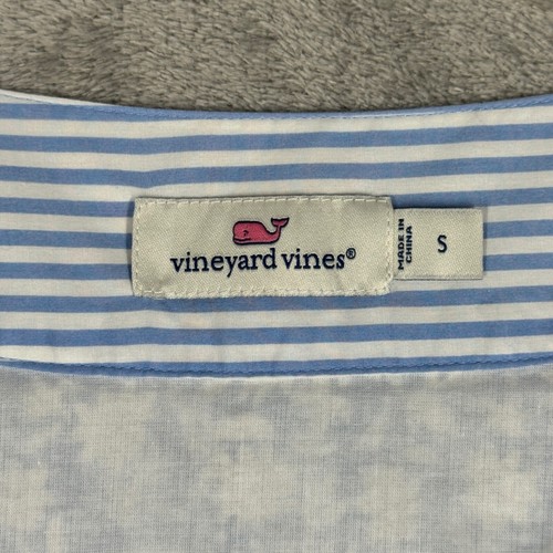 Vestido túnica Vineyard Vines azul blanco floral sin mangas informal preppy talla pequeña - Imagen 7 de 9