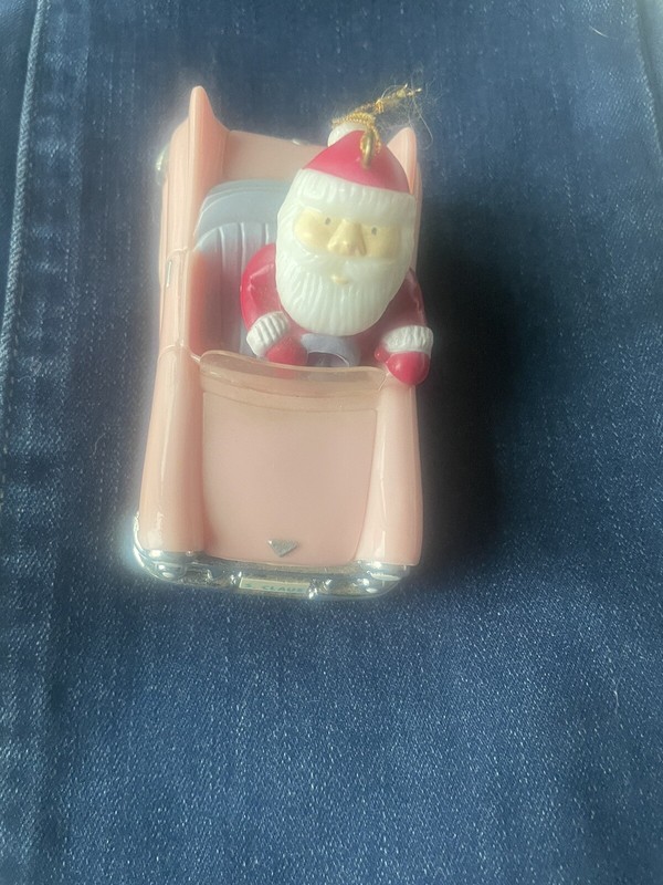 1990 American Greeting Company  Cruisin’ Santa Ornament Pink Cadillac