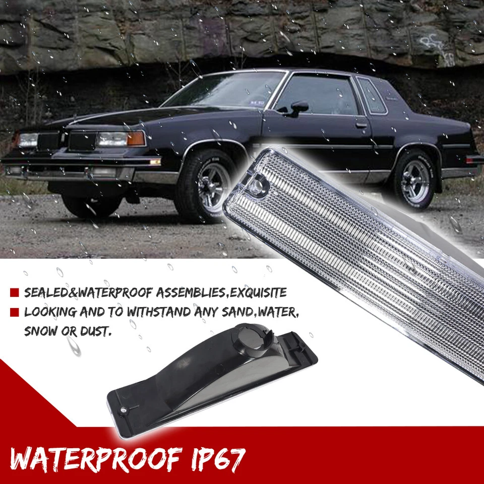 2x Clear Front Bumper Parking Signal Lights For 81-88 Oldsmobile Cutlass Supreme - Image 4 of 4