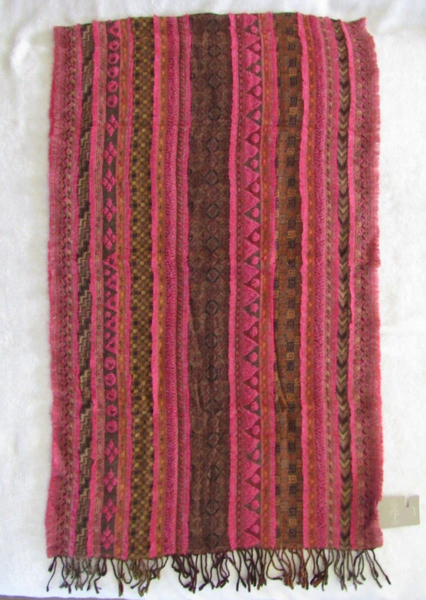 Anthropologie Scarf TINSELKNIT Winter Ivory Metallic Silver  Anthropologie Stripe Tassel Fringe Scarf main image 1