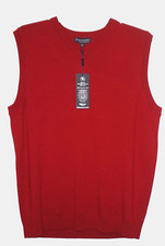 Hart Schaffner Marx Merino Wool V-Neck Sweater Vest Tall XLT Red 100 Fine Wool