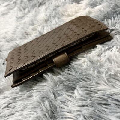 Bottega Veneta Bifold Long Wallet Intrecciato Brown Leather