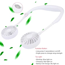 Portable Hanging Neck Sport Fan Lazy Neckband USB Rechargeable Dual Cooling Fan