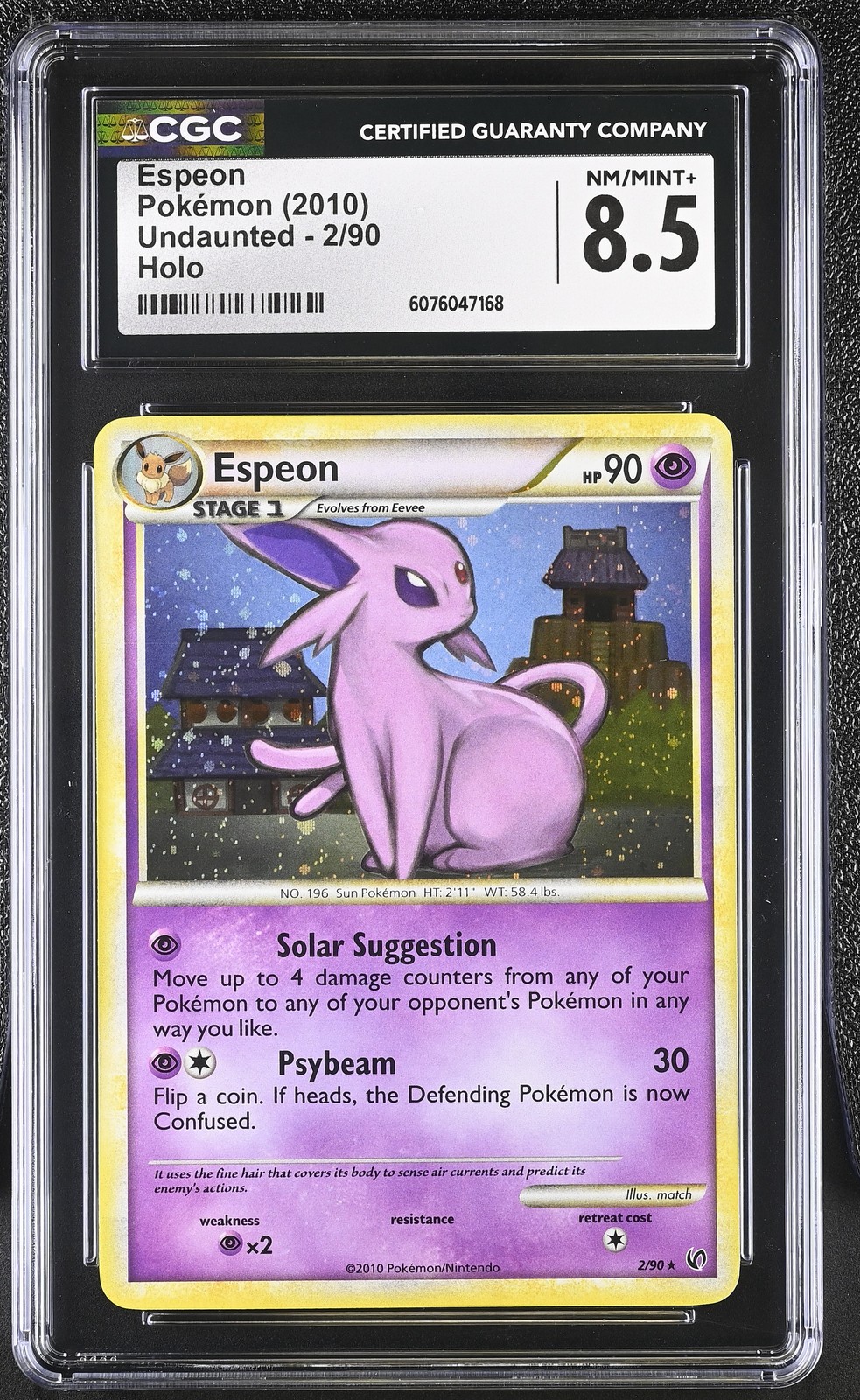 CGC 8.5 Espeon 2010 Undaunted 2/90 Holo Pokemon Card
