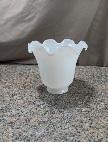Replacement Vintage White 4.5" Milk Glass Fluted Lamp Shade  Globe 2” Fitter