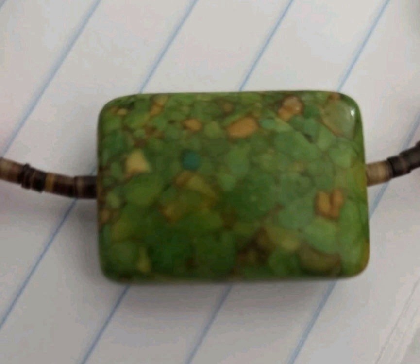 Handcrafted Green Stone Rectangle Beaded Statemen… - image 3