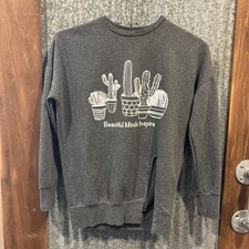 Rue 21 Beautiful Minds Inspire Cactus Gray Sweatshirt Womens Size XS