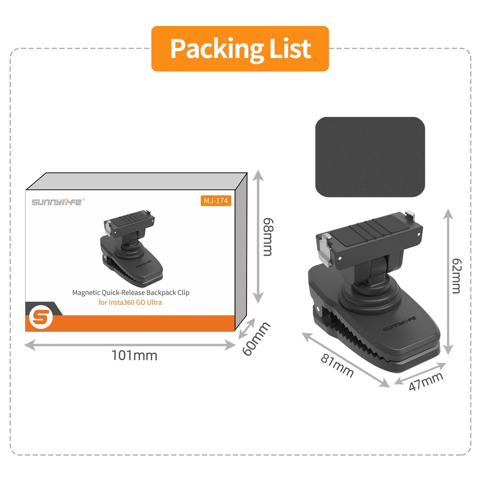 Magnetic Quick Release Backpack Clip Mount For Insta360 GO Ultra Camera ...