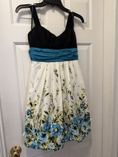 A. Byer Vintage Y2K Floral Babydoll Dress Sz 5 Sweetheart Neckline Tulle Lining