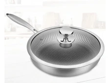 11" STAINLESS STEEL FRYING PAN WITH GLASS LID
