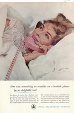 Magazine Ad - 1962 - AT&T / Bell System - Bedroom Telephone Extension Phone