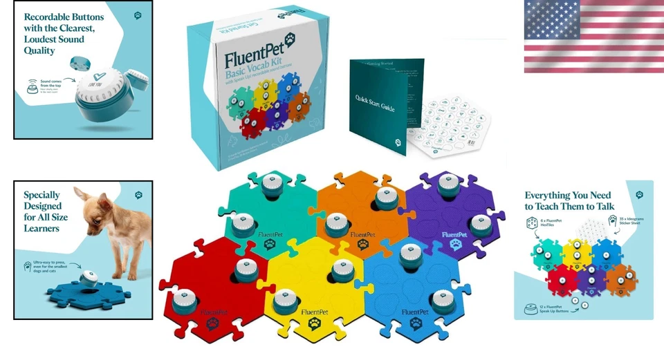 Kit de comunicación para mascotas: 12 botones + 6 azulejos hexagonales Foto 2 de 4