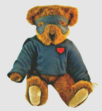 Vermont Teddy Bear Company Fully Jointed Brown Vintage 1995 Heart Shirt 16" Mask