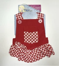 Dolly Parton Doggy Parton Red Gingham Overalls Dress for Dogs Size M Medium