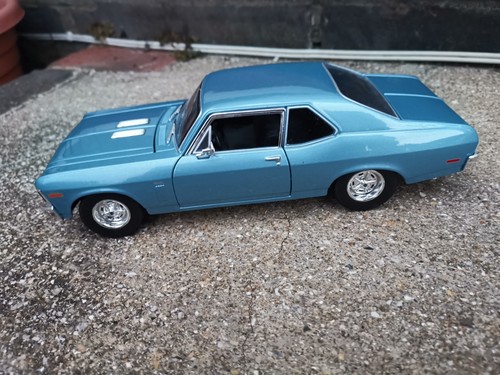 MAISTO 1970 CHEVROLET NOVA BLUE CLASSIC US MUSCLE 1.18 BOXED SUPER DETAIL - Picture 2 of 6