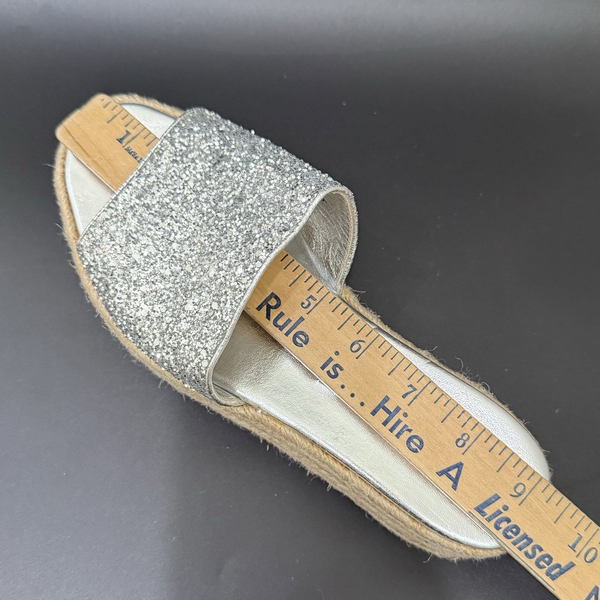 MIU MIU Metallic Silver Glitter Platform Wedge Sandals Women's
