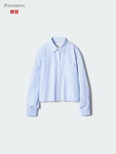 2025 JW Anderson X UNIGLO Boxy Pinstripe Cropped Oxford Shirt 