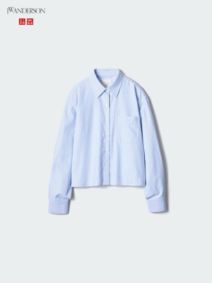 2025 JW Anderson X UNIGLO Boxy Pinstripe Cropped Oxford Shirt | eBay