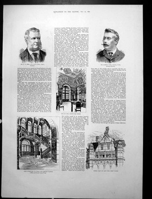 Antiker alter Druck Komiteesaal Westtreppe Empfang Flurtür 1890