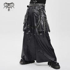 Devil Fashion Men Black Gothic Punk Cargo Detachable Pocket Loose Pants