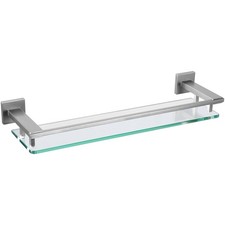 LANC Bathroom Shelves Glass Shelf 20-Inch Brushed Nickel Floating Tempered Gl...
