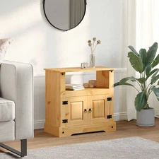 TV Cabinet Brown Solid waxed pinewood Medium TV Cabinet