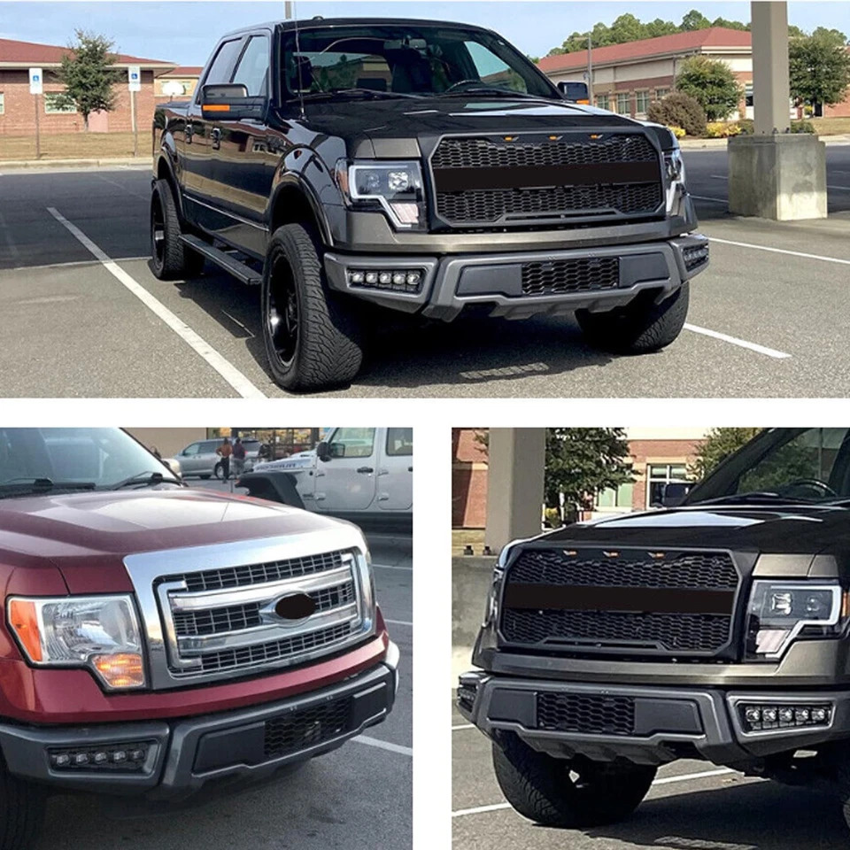 Steel For 09-14 Ford F150 F-150 Front Bumper Assembly Raptor Style W/ LED Lights - Image 3 of 4