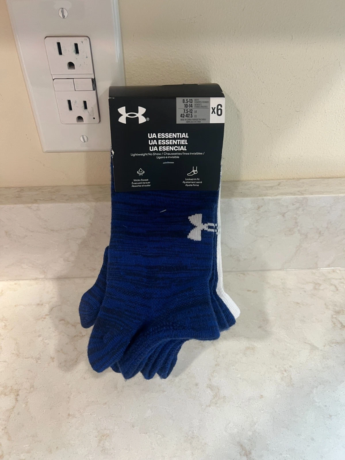 NWT UNDER ARMOUR UA Essential 6 Pairs Men's 8.5-13 Various Colors Low Cut Socks