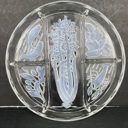 Engraved Etched Glass Charcuterie Appetizer Plate 10.5" Frosted Divided Dish - 第 1/11 張圖片
