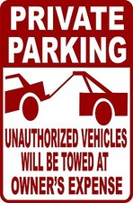 1- PRIVATE PARKING CORRUGATED PLASTIC SIGN 9"X12" NO PARKING