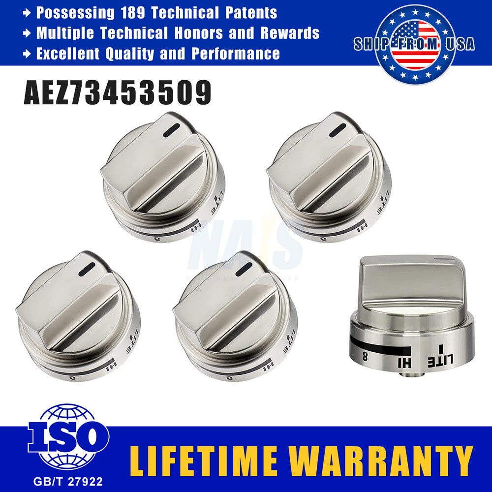 5 x Upgraded AEZ73453509 Burner Knobs for LG Range LDG3035ST LRG3095ST
