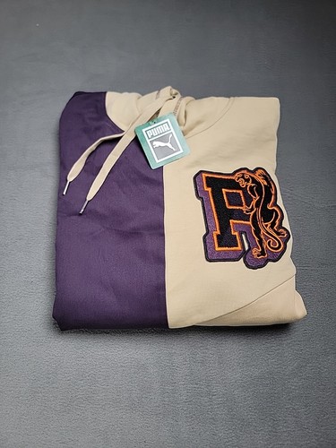 Puma Pullover Tye Hoodie Size Med Sweet Grape Color Block Embroidered Letter NWT - Picture 15 of 20