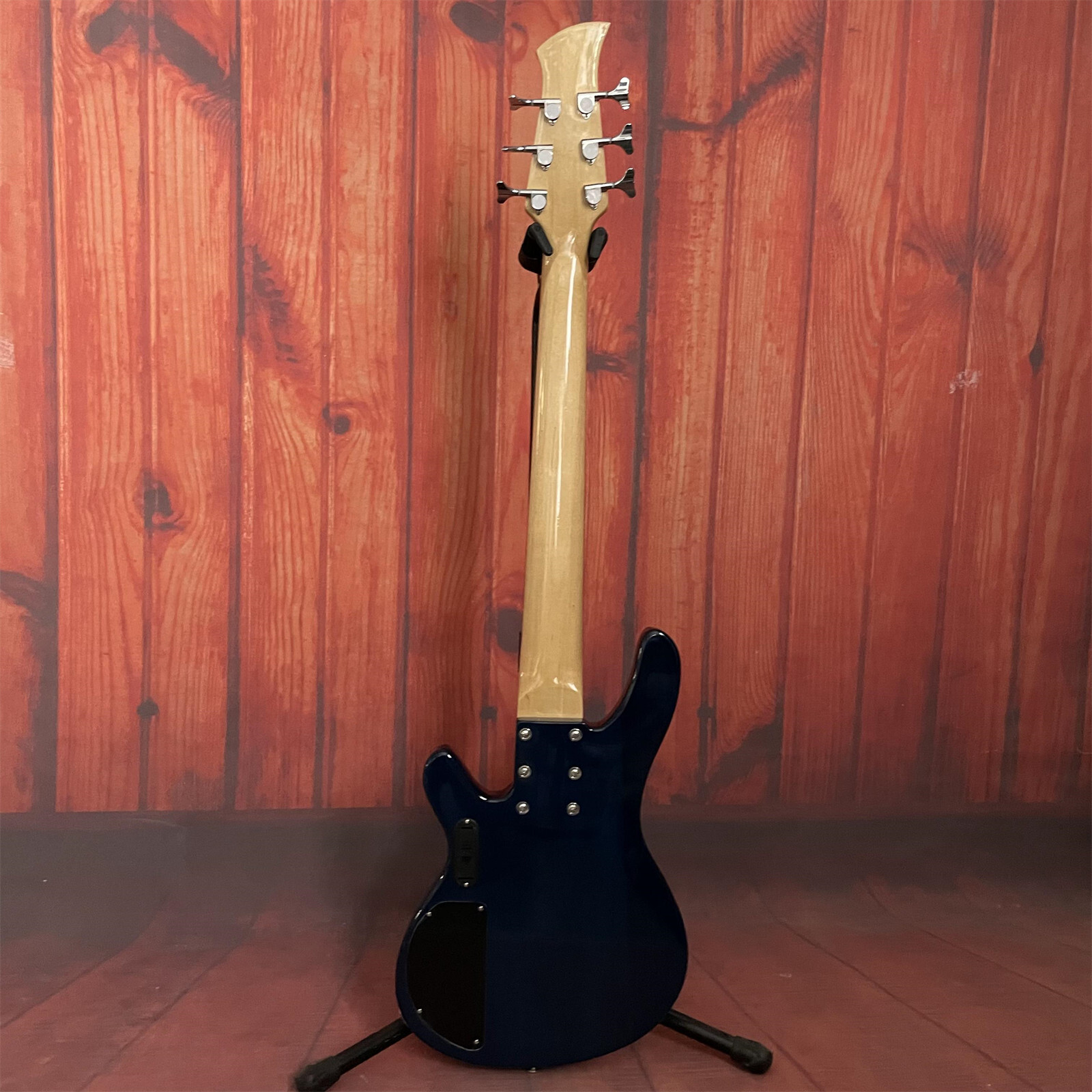 Factory Blue Quited Maple Top Electric Bass Guitar 6 String Basswood