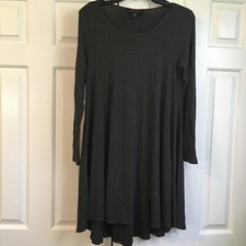 Karen Kane dress XS charcoal gray long sleeve flair skirt made in USA