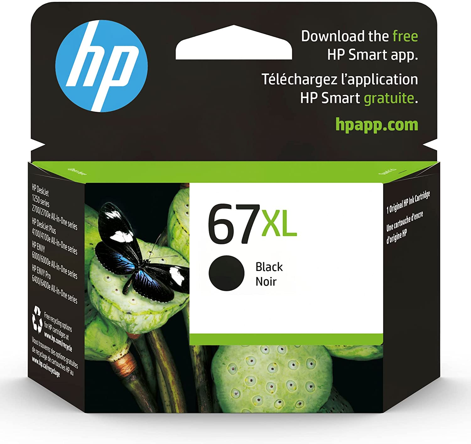 67XL Black High-Yield Ink Cartridge | Works with  Deskjet 1255, 2700, 4100