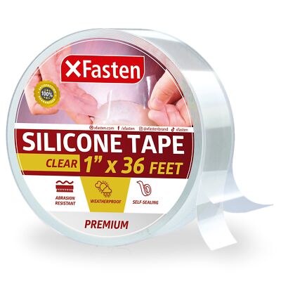 XFasten Self Fusing Silicone Tape Clear 1'' X 36-Foot, Silicone Tape for Plumb...