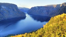 Landscape fjord norway cliff fall nordic Custom Gaming Mat Desk
