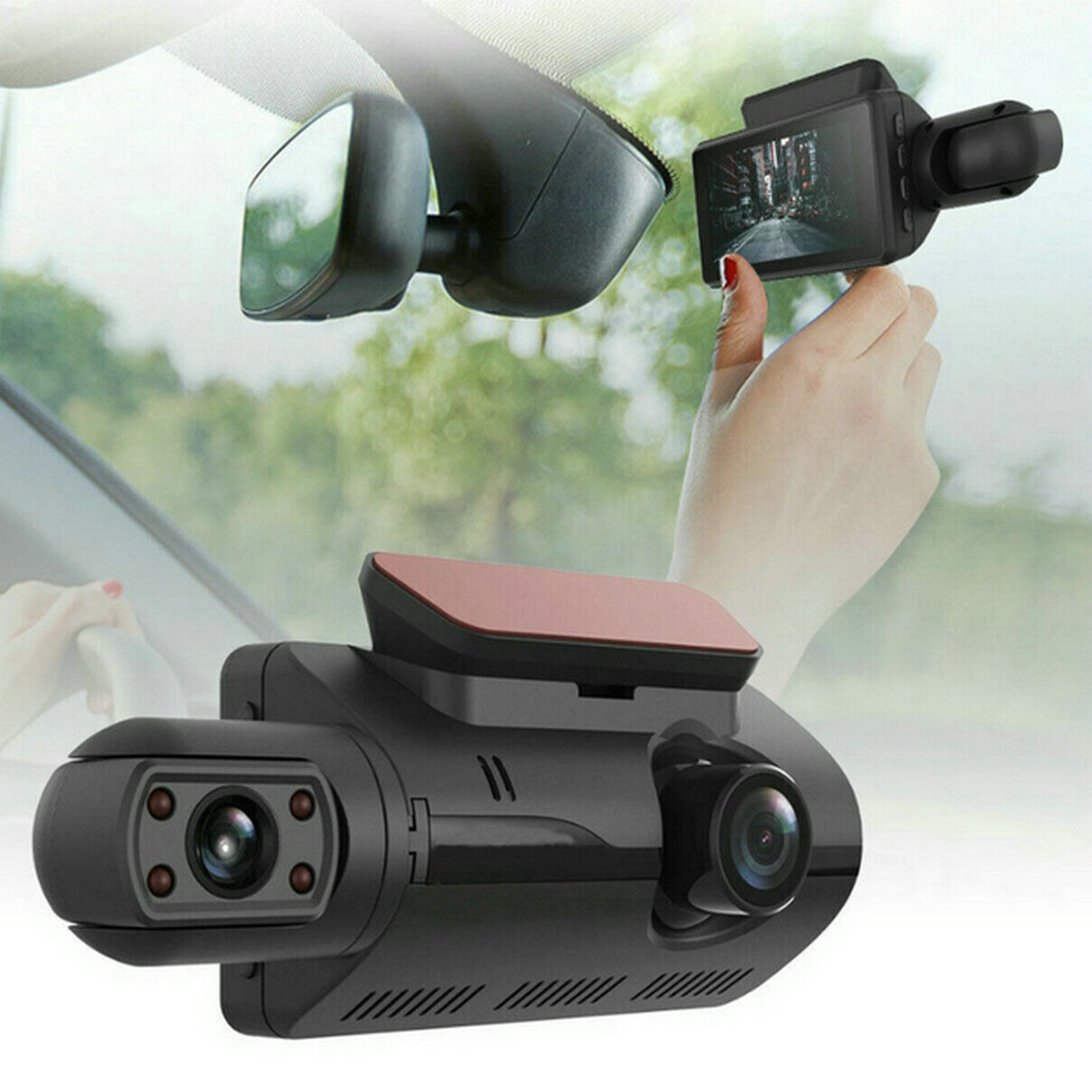 Dash Cam Dual Lens 1080P HD Auto DVR with G-Sensor Parking Mode-image