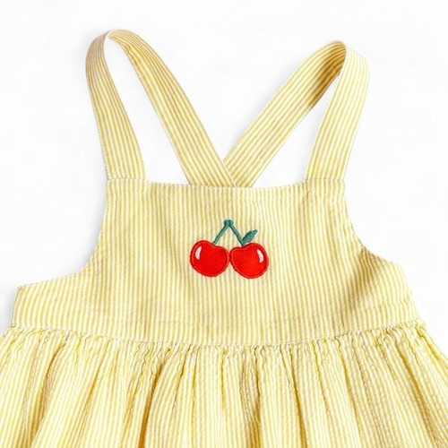 Baby Boden Pinafore Dress Yellow Stripe Ice Cream Appliqué Summer Girls 2-3 Yrs - Picture 3 of 13